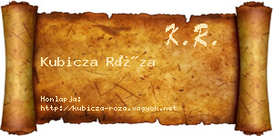 Kubicza Róza névjegykártya